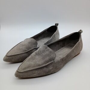 Bella Vita Womens 11W Gray Suede Pointed Toe Loafer Flats
